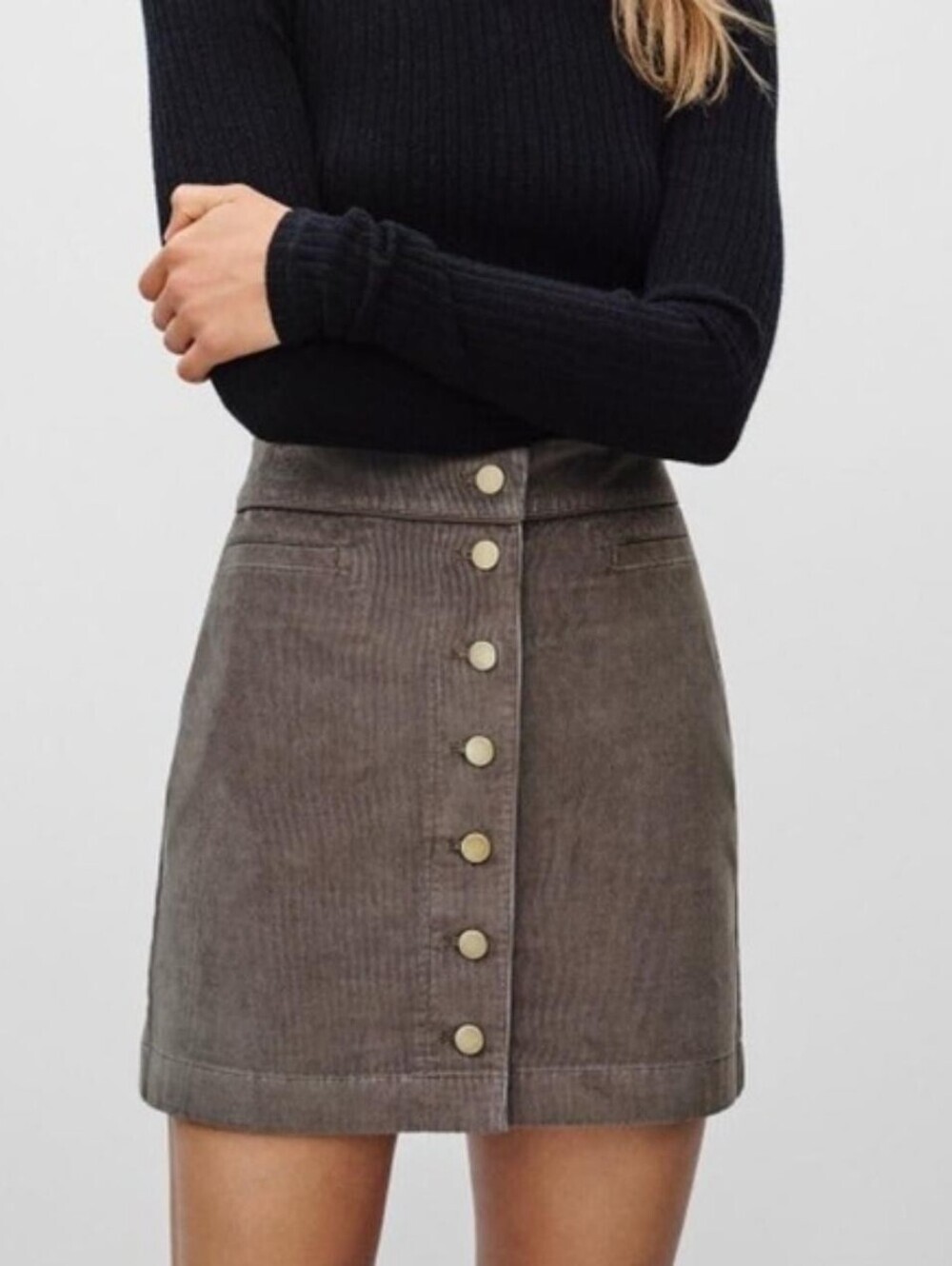 ARITZIA WILFRED Free Mini Skirt Stretch Size 4 Brown Color 99% Cotton